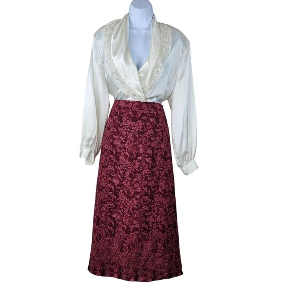 Vintage Wrap Skirt Plus 1X Floral midi Long romantic Alt Whimsigoth Stretch - Picture 2 of 8